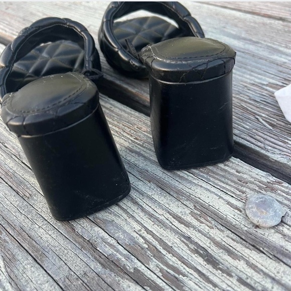 Zara Women Summer Black Quilted Block Heel Mules - Picture 7 of 7